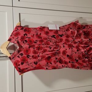 Long Floral Dress Pink and red